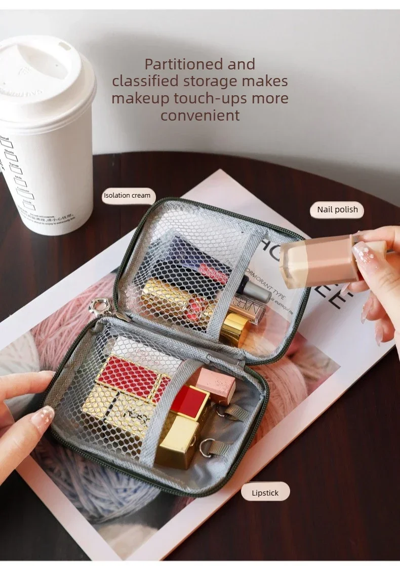 NEUE Tragbare Transparente Lippenstift-Tasche Kosmetik-Organizer Reise-Bluetooth-Kopfhörer Ladekabel-Etui – Detail 10