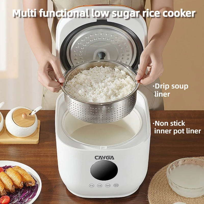 Intelligent timed insulation multifunctional rice low sugar rice cooker, household 3L ceramic glazed inner pot rice cooker