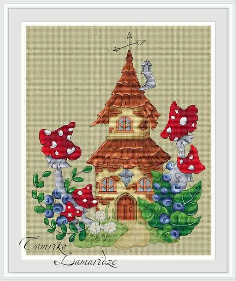 

fairy tale mushroom cabin 36-43 Embroidery,DIY 14CT Unprinted Arts Cross stitch kits Set Cross-Stitching Home Decor