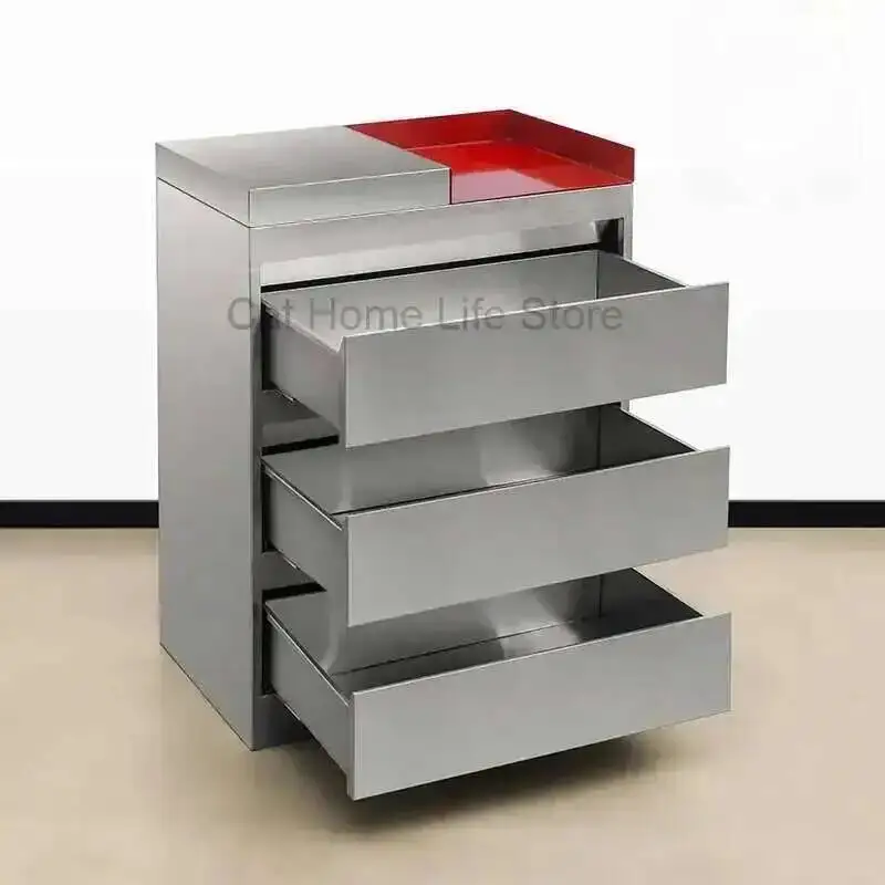 Klappbare Salonwagen aus Edelstahl, Barber GreyTrolley, Kosmetiksteckdosen, Hilfswagen, Schönheitsstühle, Shampoo, Buche, Make-up