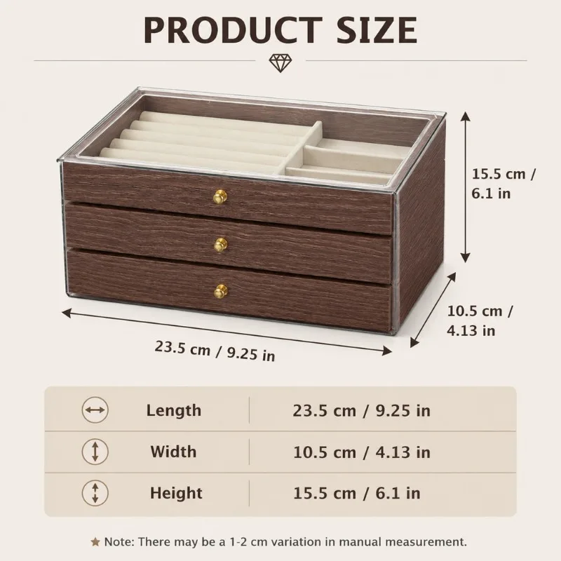 High end new Chinese style jewelry box with large capacity and exquisite storage compartments for jewelry storage