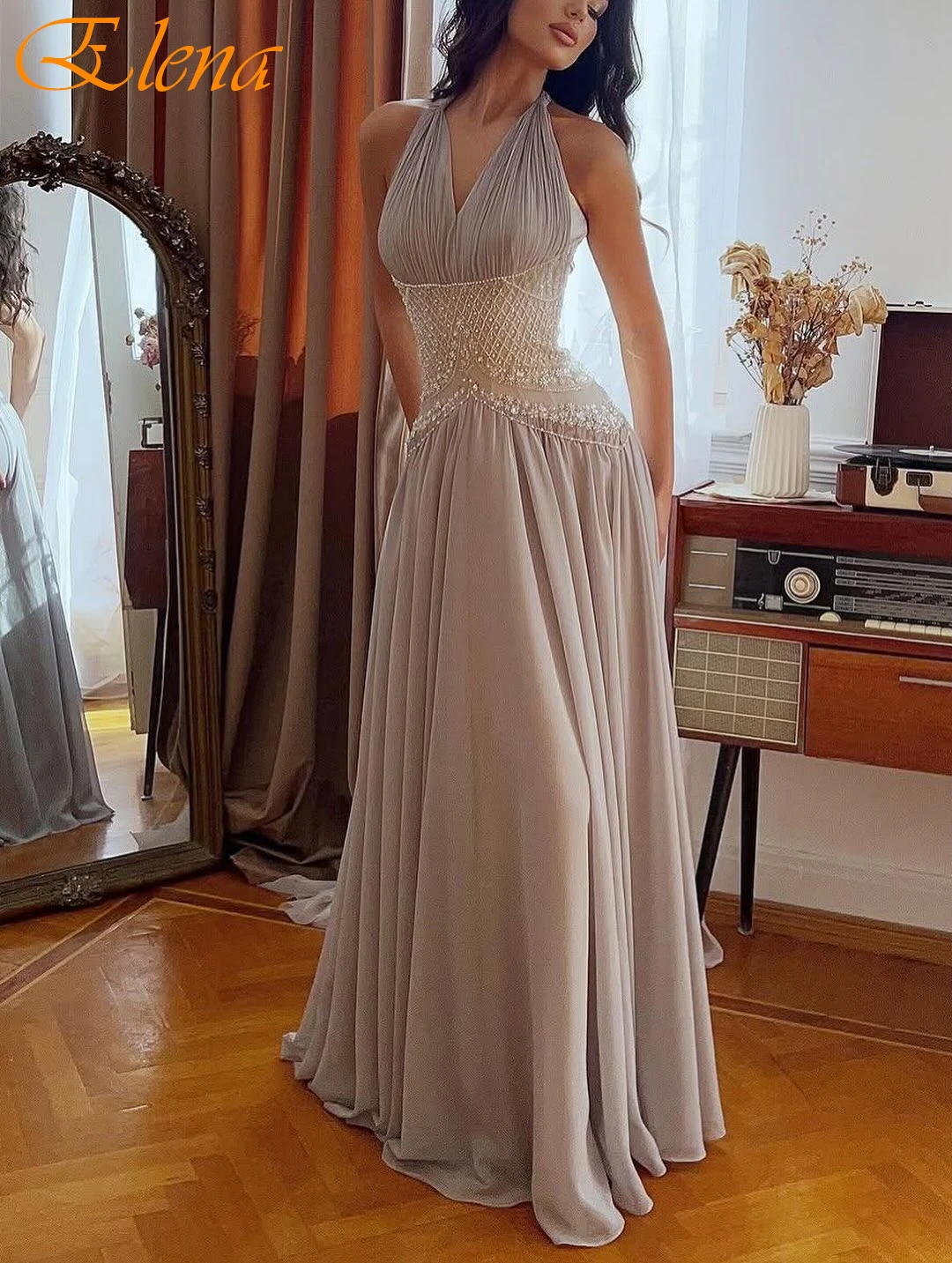 Abiti da cerimonia su misura formali eleganti senza maniche con scollo all'americana a-line personalizzati Abiti da celebrità delicati alla moda Abito da ballo moderno