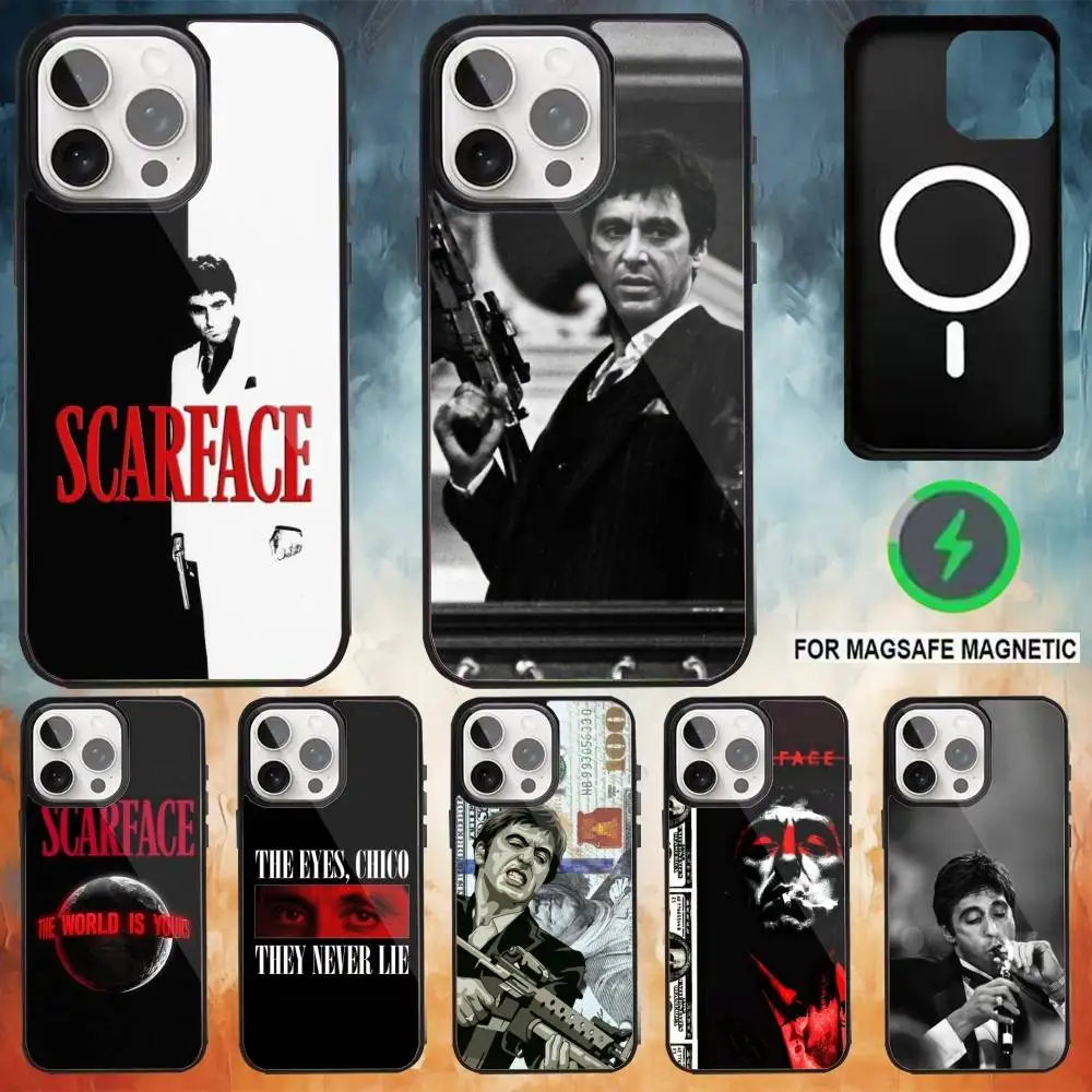 

S-Scarface Phone Case For iPhone17,16,15,14,13,12,11 Plus,Pro Max Magnetic For Magsafe Wireless Charging