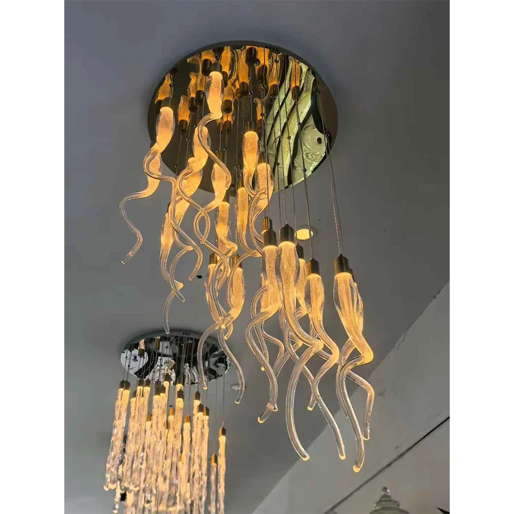 

Компактная дизайнерская подвесная лампа, красивые люстры, индивидуальные модели, люстра для лестницы