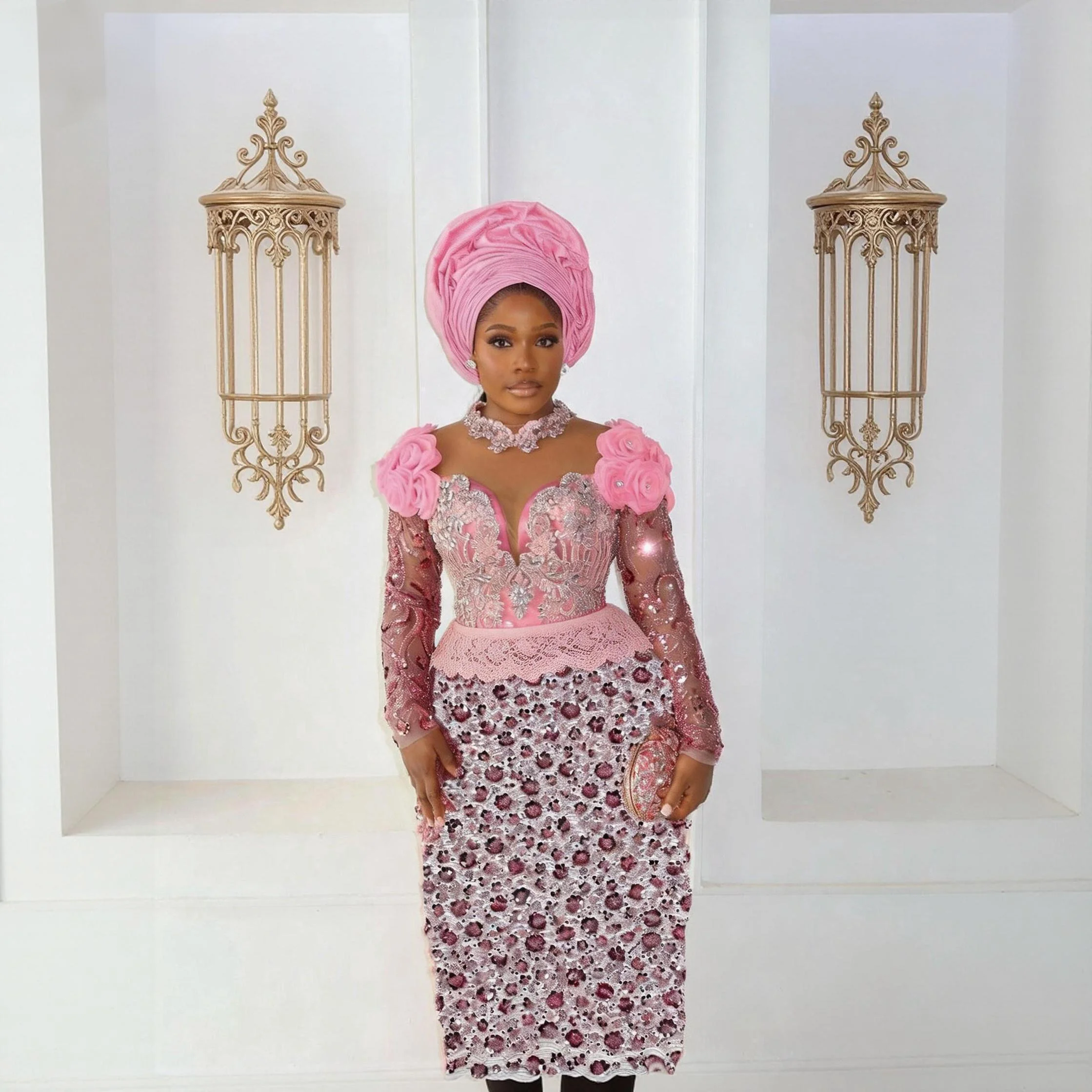 

2026 High-Quality African Beads Lace Fabric Nigerian Groom Sequins Lace for Wedding Party Dresses Sewing French Dress Style
