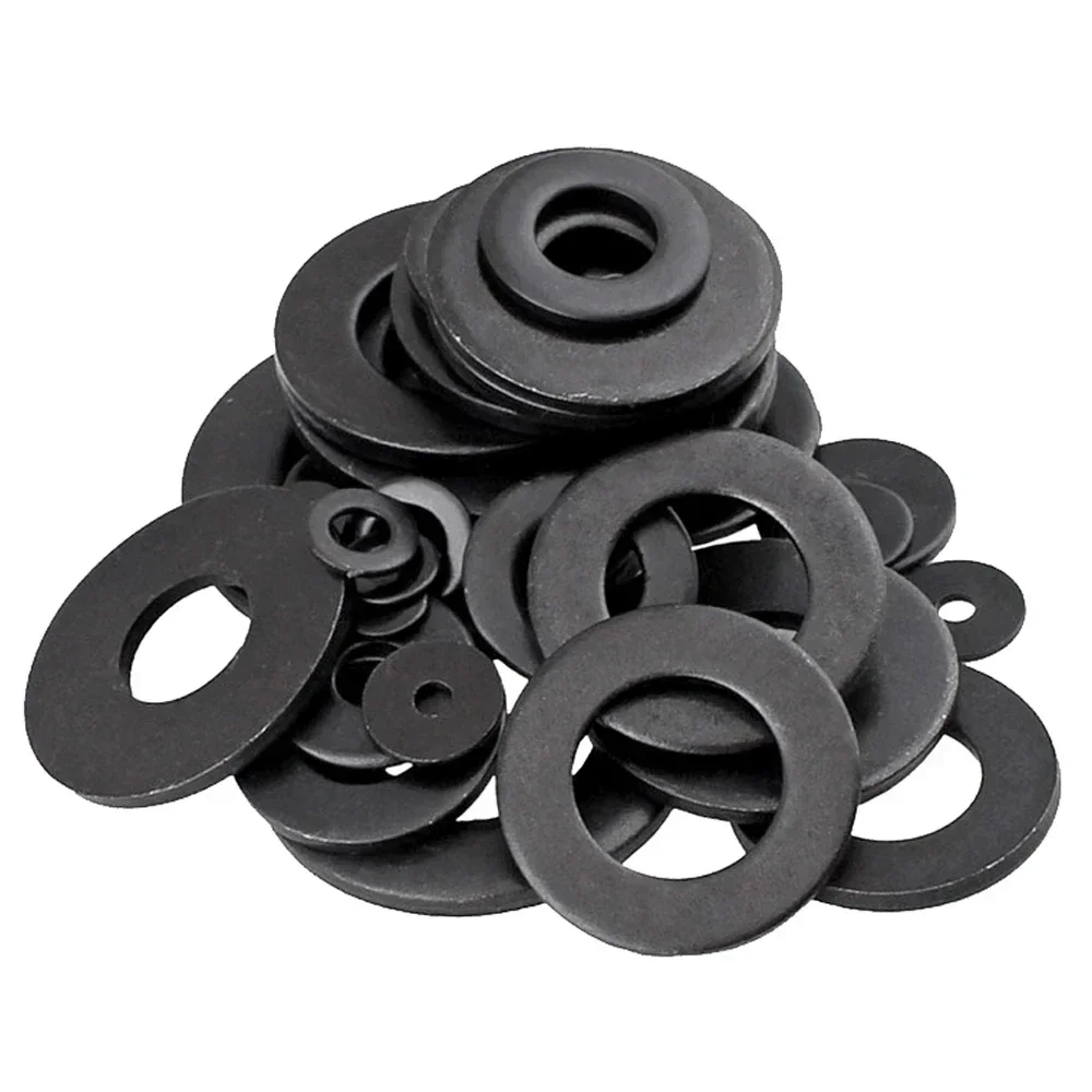 5/50pcs M2 M2.5 M3 M4 M5 M6 M8 M10 M12 M14 M16 M20 M22 M24 GB97 DIN125 Black Grade 8.8 Carbon Steel Flat Washer Plain Gasket Pad