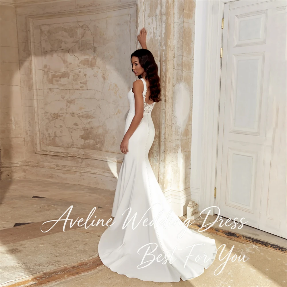 Classic Lace Square Collar Mermaid Wedding Dress Women 2026 Spaghetti Straps Sleeveless Backless Vestidos De Novia Customized