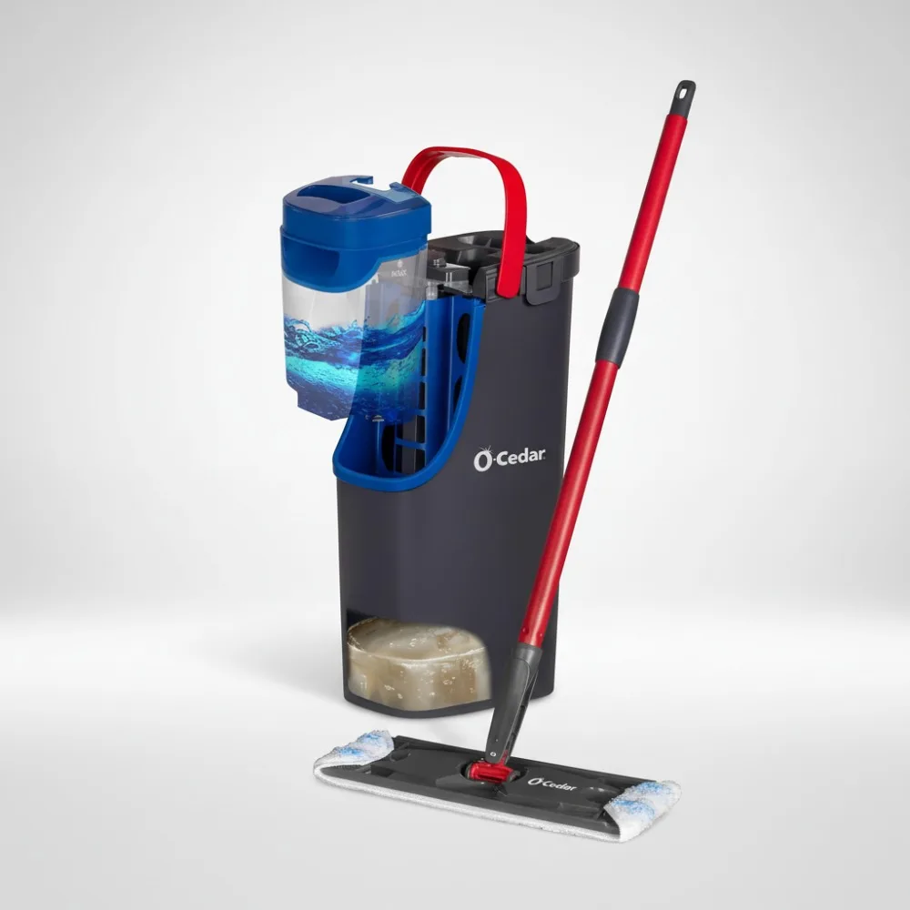 

Quick Cleaning Flat Mop System | Dual Tank Design | Machine Washable Microfiber Pad | Safe for Wood Floors & Tile