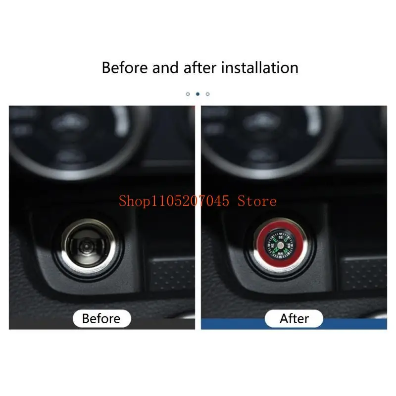 37cd Compasses Button Car Cigarette Lighter Cover, Fits Most Automobile Vehicles with Standard 12V Power Source