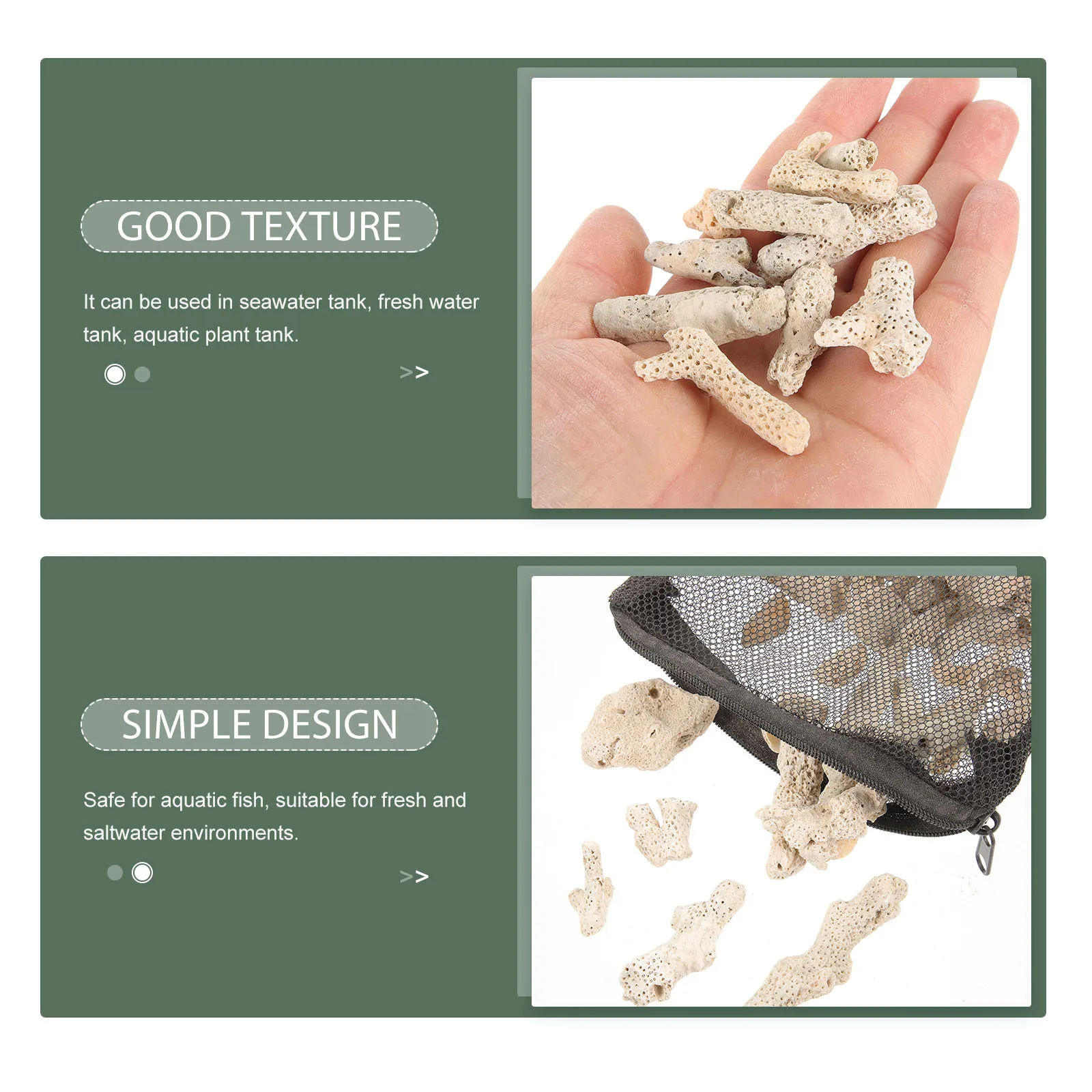 

1 Set Natural Coral Aquarium Filter Media Fish Tank Substrate Pond Filtration Reusable Filter Material for Freshwater Saltwater