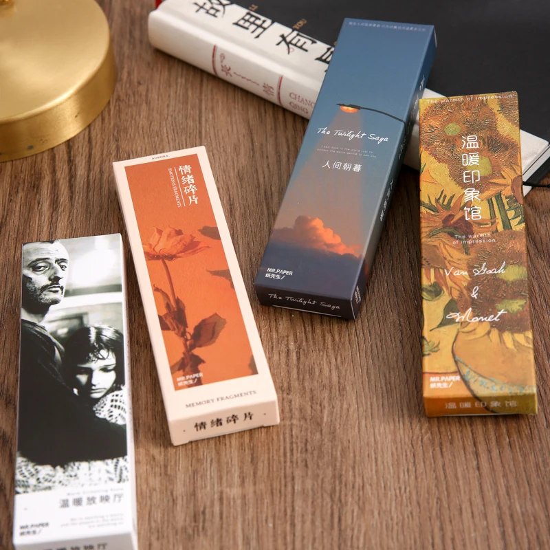 30 Sheets Per Box Scenic Character Bookmarks Reading Tags Journal Diy Fully Compatible Decorative Material Gift Message