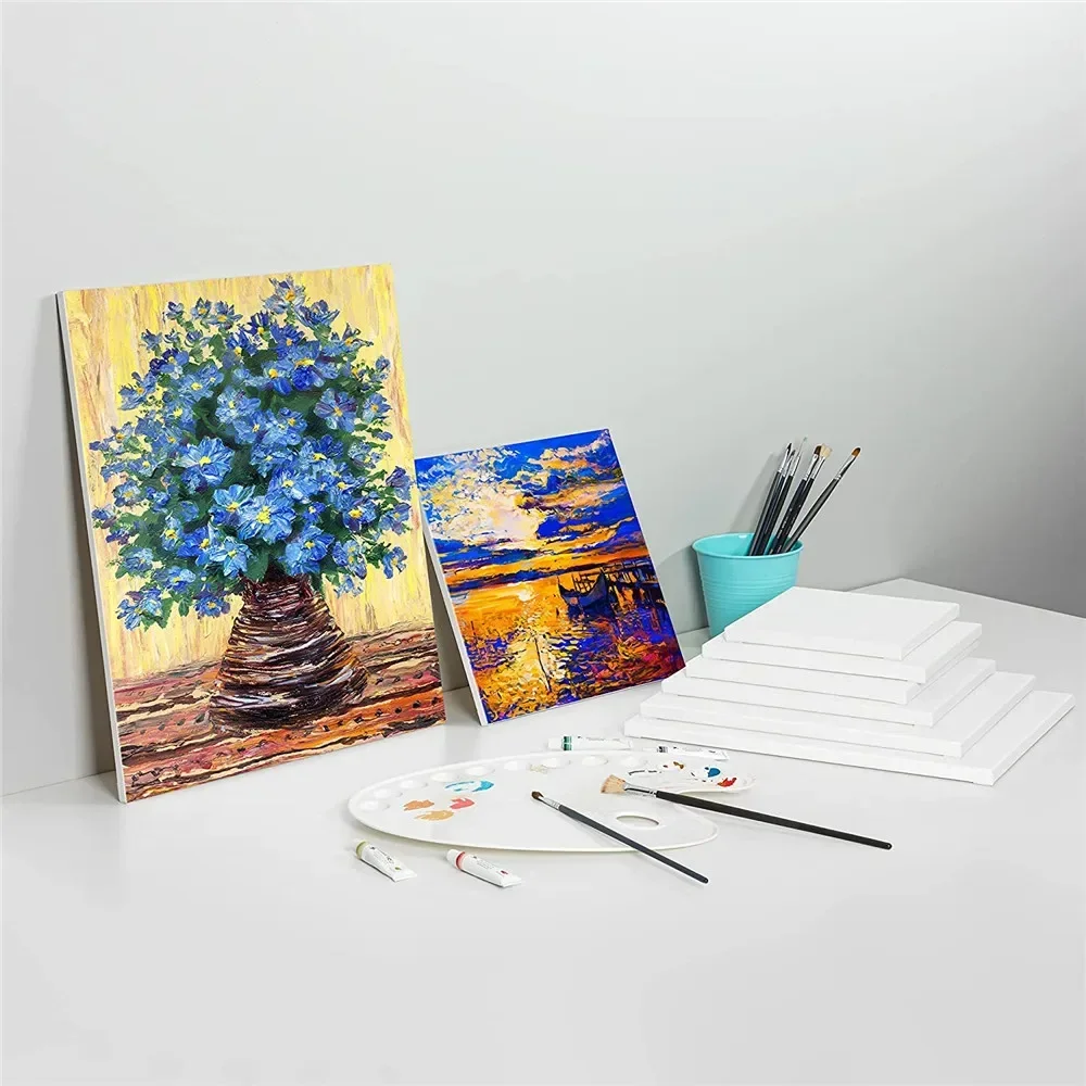 4 Stück/Packung, professionelle gespannte Leinwand, grundiert, weiß, 100 % Baumwolle, Leinwandbretter zum Gießen von Acryl, Ölfarbe, trockene und nasse Kunstmedien – Detail 1