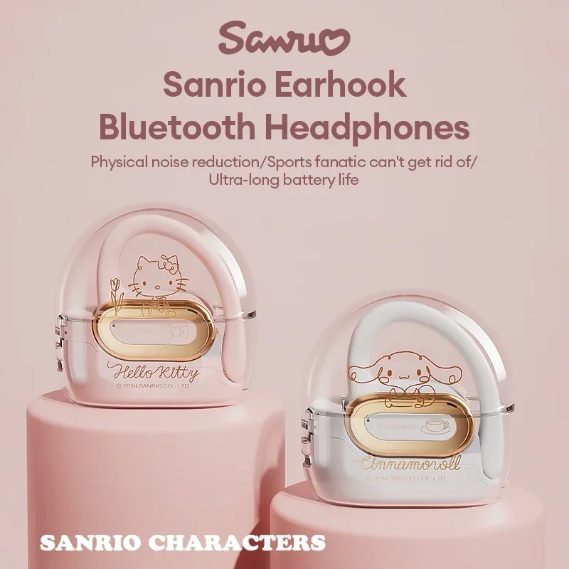 Sanrio EJ-686 Hello Kitty OWS Earphones Wireless Bluetooth Headphones Cinnamoroll Smart Touch Dual Mode Ear Hook Sports Headsets