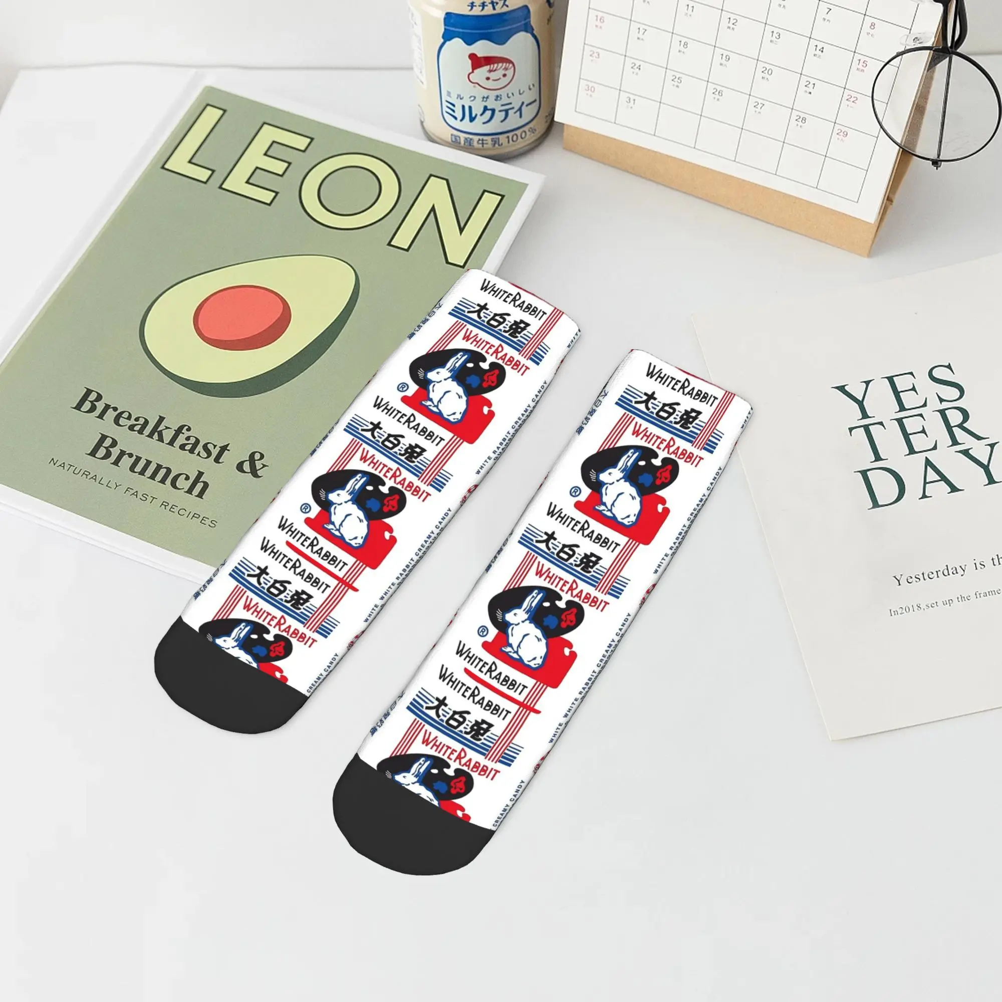 

White Rabbit Candy Socks Harajuku Super Soft Stockings All Season Socks Accessories for Man's Woman's Christmas Gifts