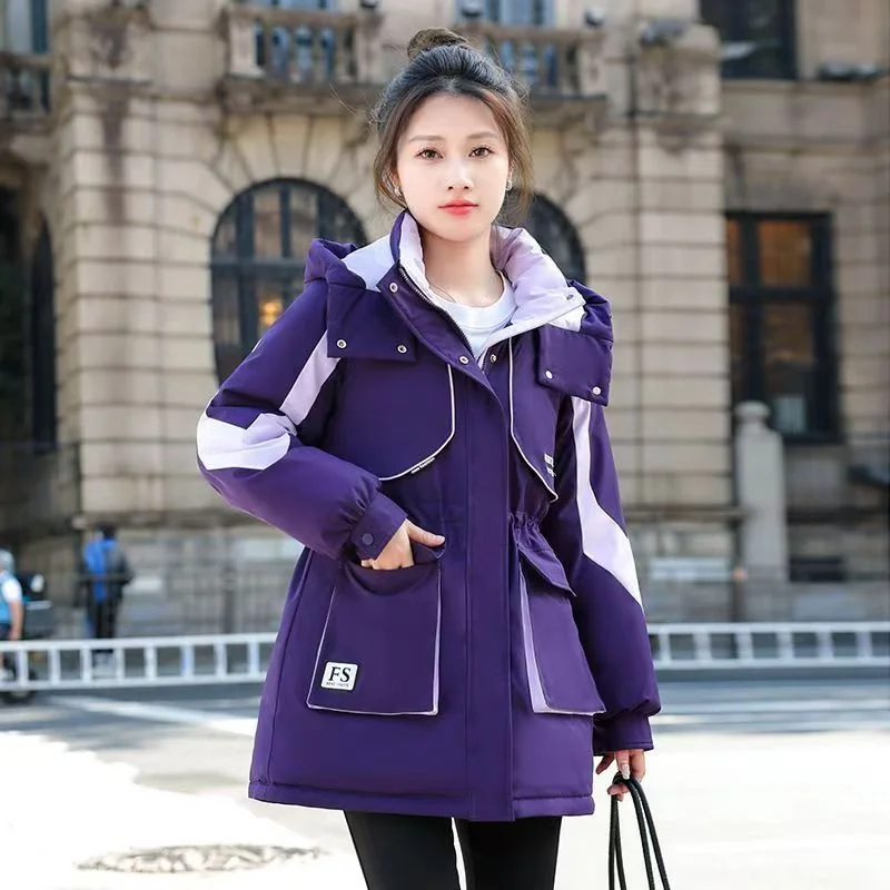 In Winter Of 2024 The New Fashion With Velvet And Thick Parker Down Cotton-padded Jacket Girls Long Short Cotton-padded Coat Top