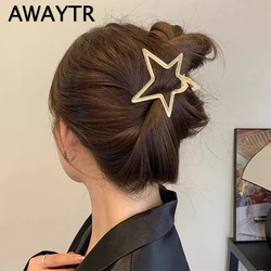 AWAYTR Harajuku Hollow Star Pentagram Star Hair Claws Sweet Cool Charm Trend Hair Clip for Women Y2k Hair Accessories