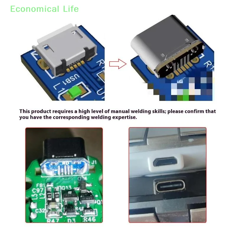 2Pcs 5Pin SMD SMT Type-C Socket Charging Port For PCB Soldering DIY Repair Adapter USB Connector Female Jack Type C