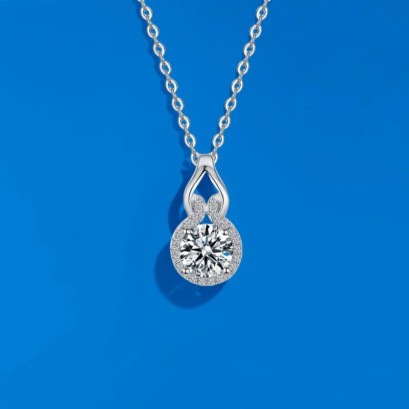 

1 Ct Moissanite Gourd Pendant Necklace S925 Silver Classic Light Luxury GBA Certified Exquisite Free Gift Box for Women Jewelry