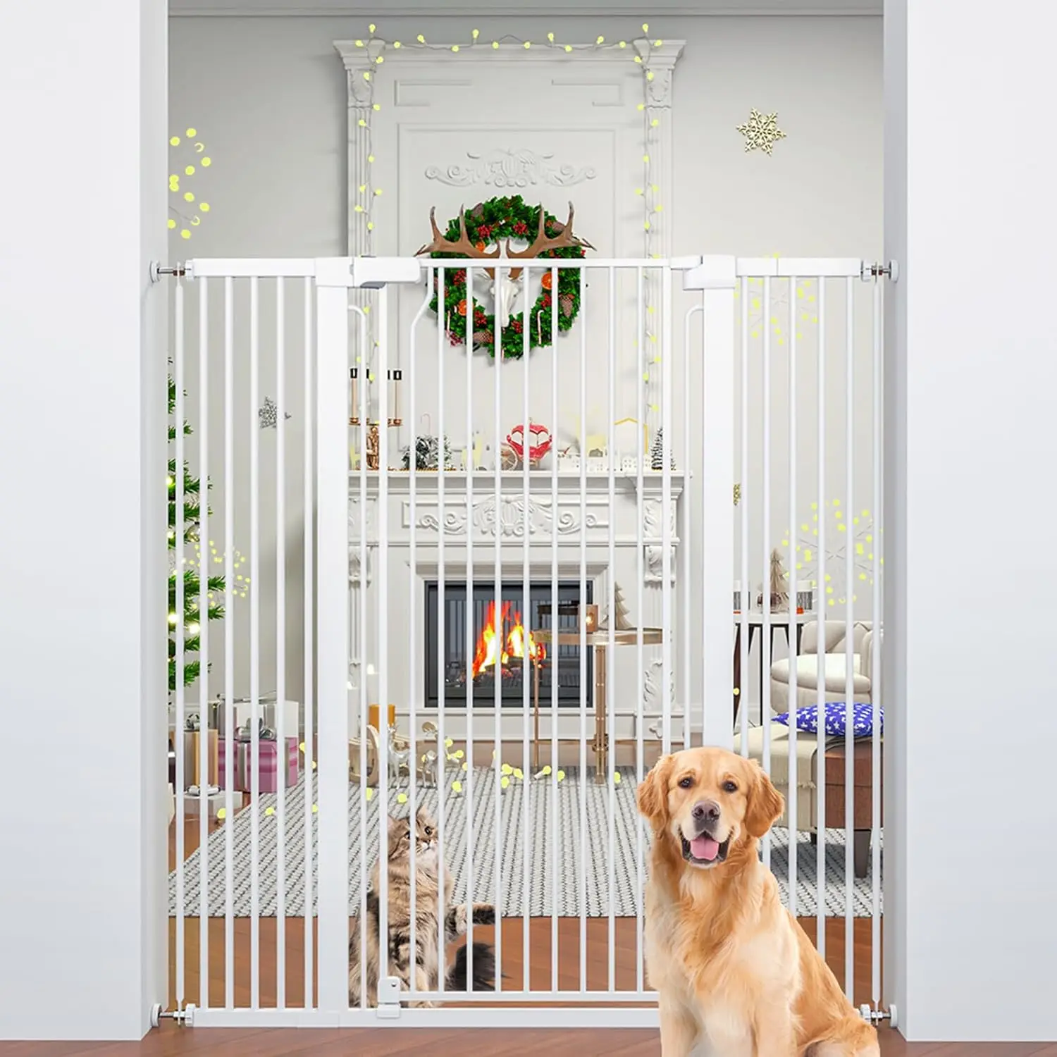 

51" Extra Tall Cat Gate, Auto Close, Pressure Mounted for Cats & Small Dogs, Hallway Stairs Kitchen