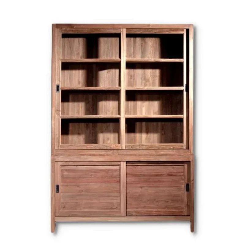 

Modern restaurant with sliding doors Teak cabinets Simple cabinets