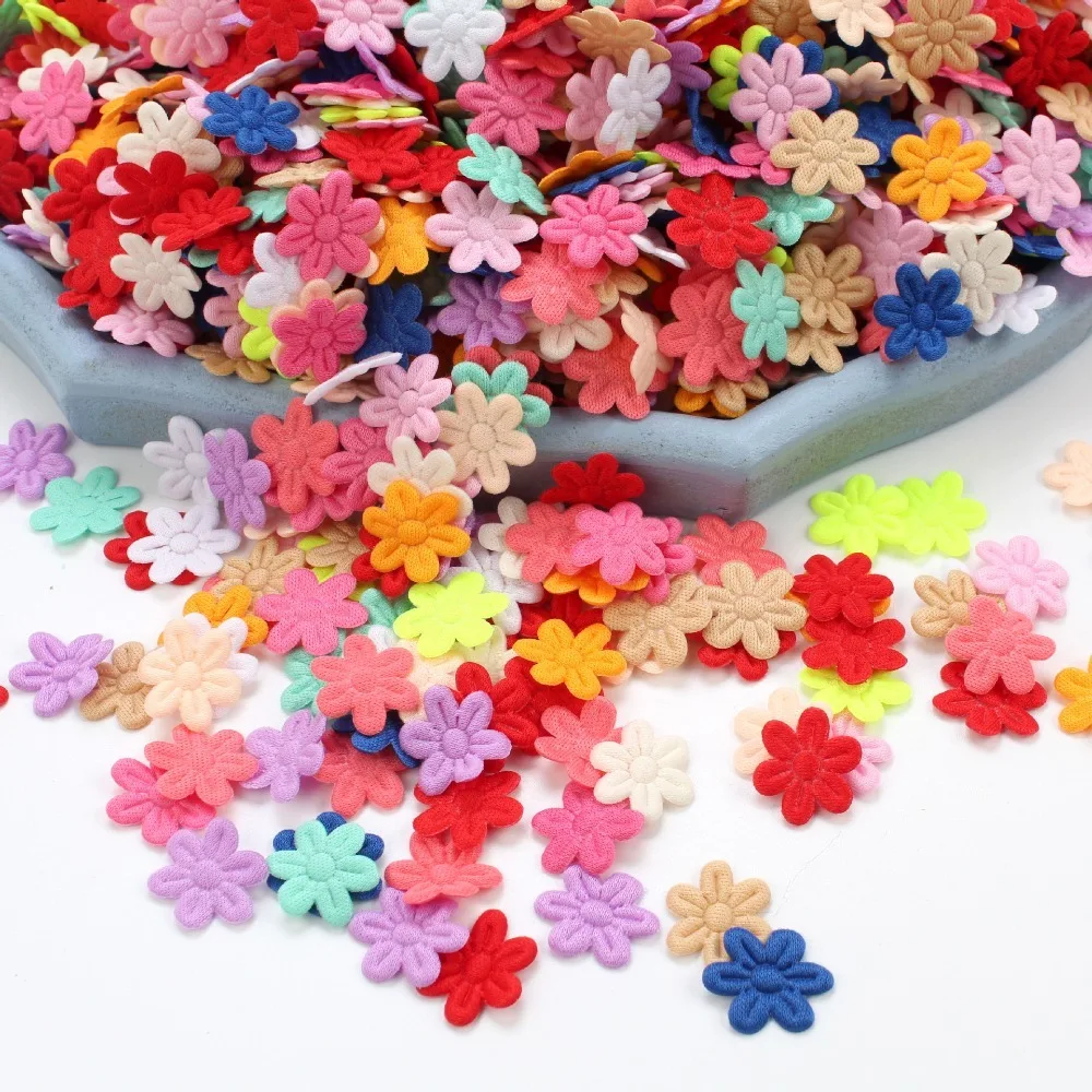 100pcs 2CM Children's Hair Accessories Cloth DIY Sewing Craft Jewelry Cloth Stickers Embossing Wedding Flowers