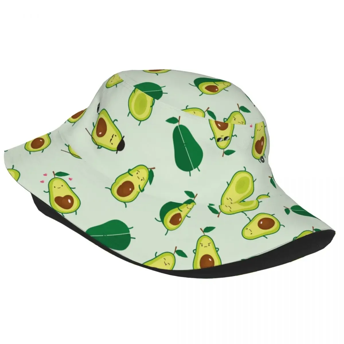 Bucket Hats Green Summer Beach Vacation Getaway Headwear Packable Camping Fishing Fisherman Cap Avocados Lover Boonie Hat