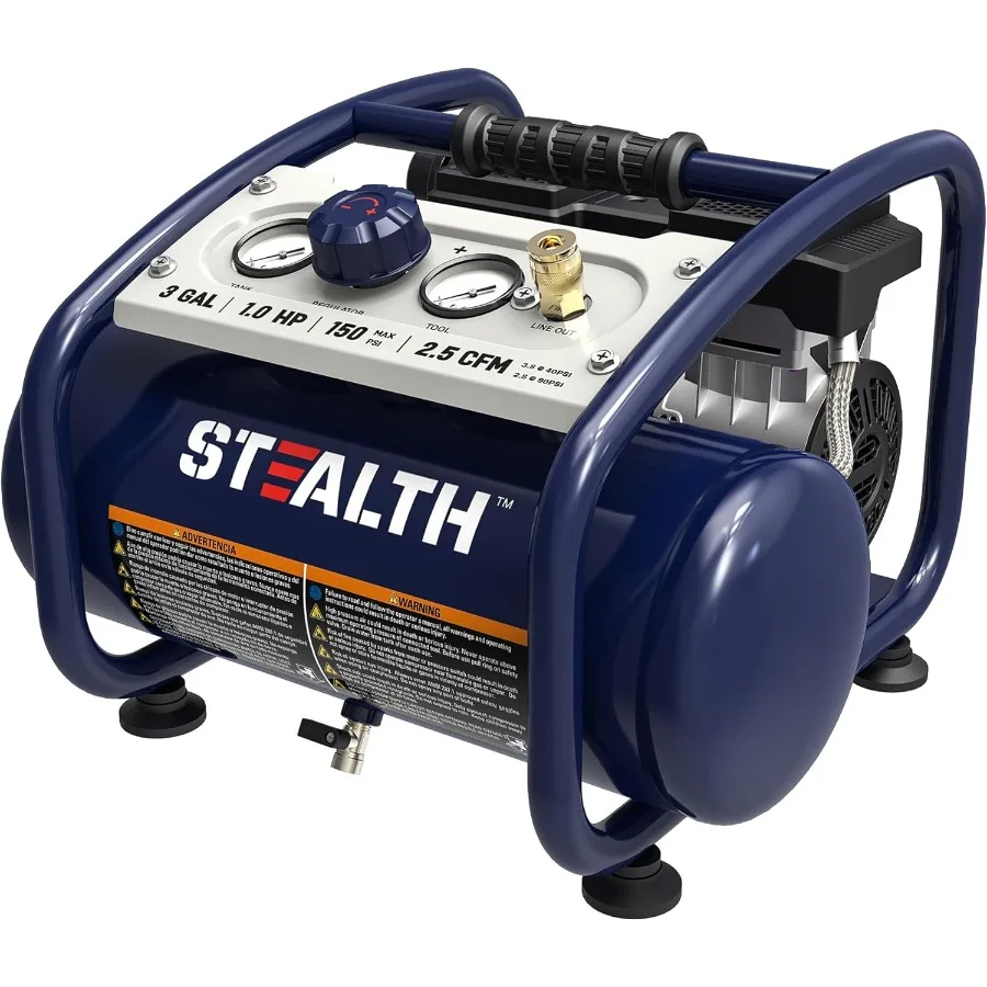 

3-галлонный безмасляный воздушный компрессор с бесшумной работой, идеально подходит для накачивания шин, ремонта автомобилей и приложений для гвоздей по дереву