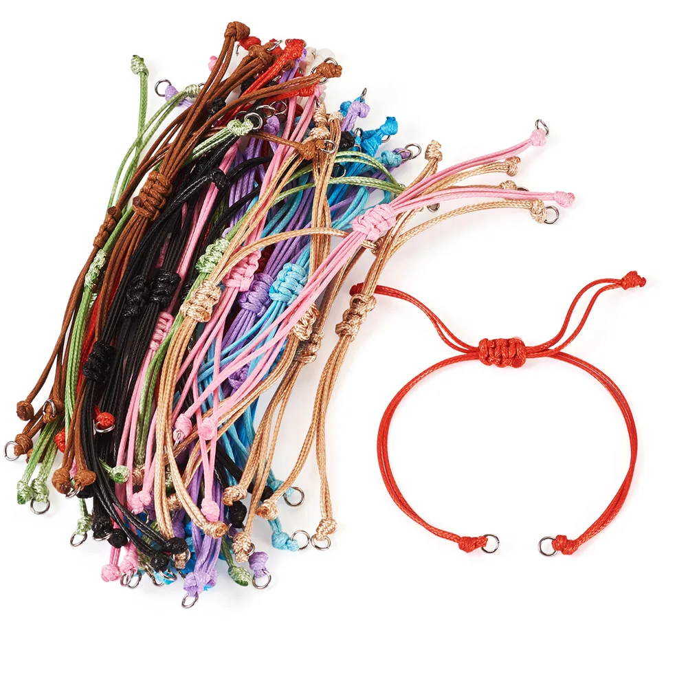 

50Pcs Adjustable Waxed Polyester Cord Bracelet Making Braided Bracelet Rope for DIY Friendship Bracelet Crafts Jewelry Making