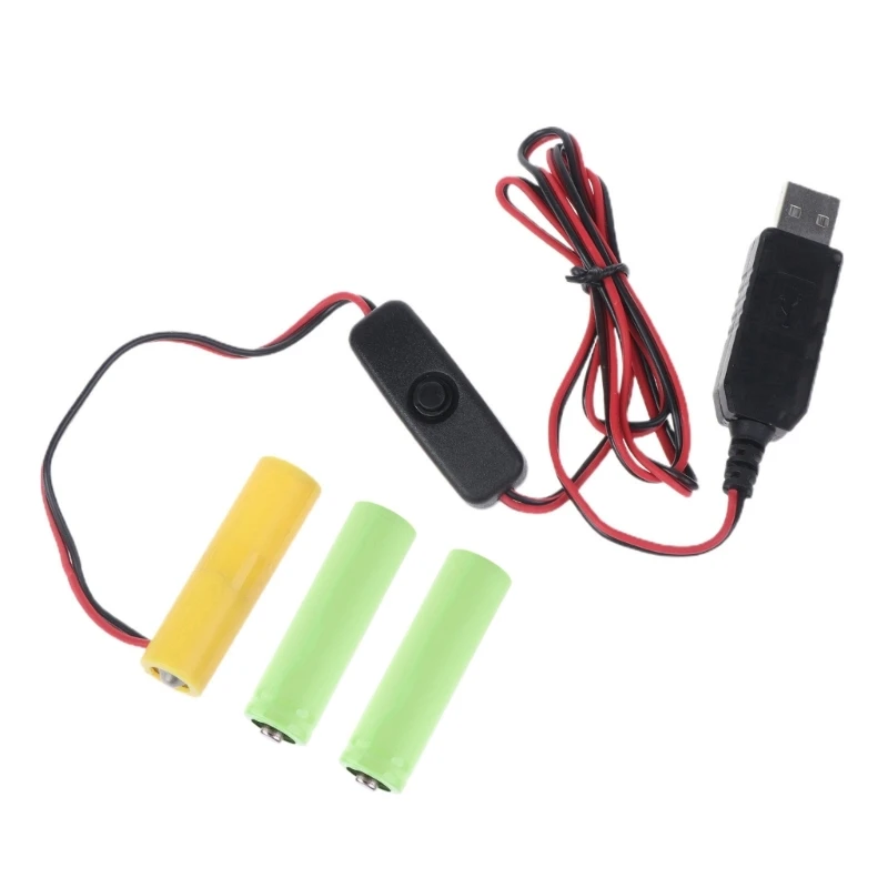 

Y1UB USB Adapter Cord Eliminators Cable Replace 4.5V AA Batteries for LED Light Toy Radio with Power Switches