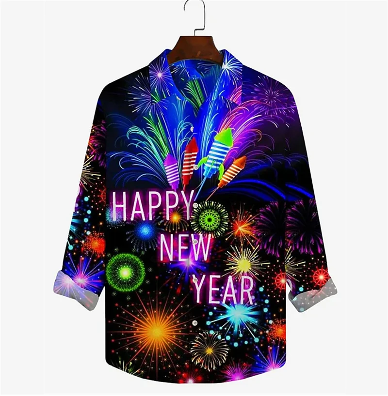 

Christmas shirt colorful Happy New Year HD pattern 2024 new model launched high quality soft material comfortable plus size