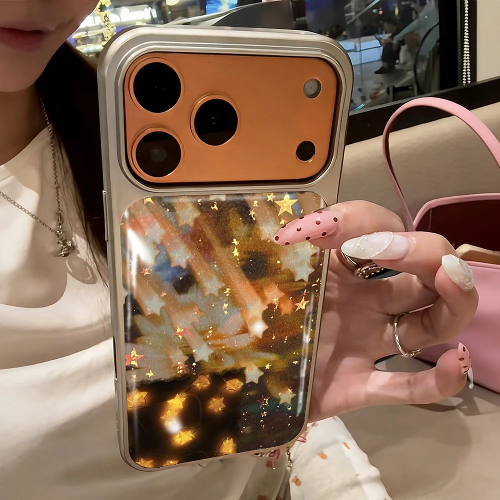 

New Meteor Star Drop Glue INS Case For iPhone 15 17 13 Pro Max Phone 11 12 13 ProMax 14 15 16 Plus Cases Shockproof Cute Coque
