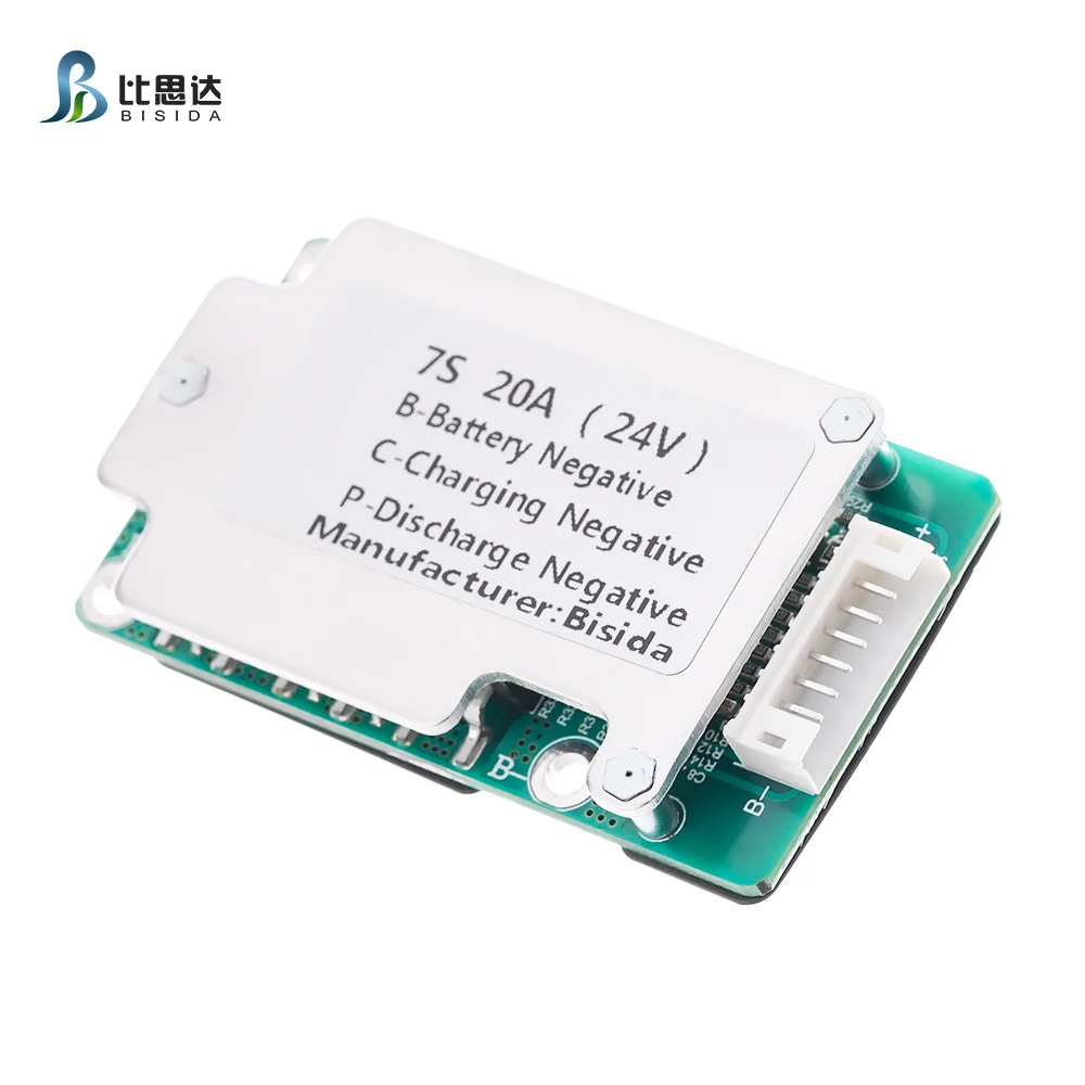 Bisida BMS 7S 24V Li-ion battery protection board with independent port and NTC, balanced for 18650 battery