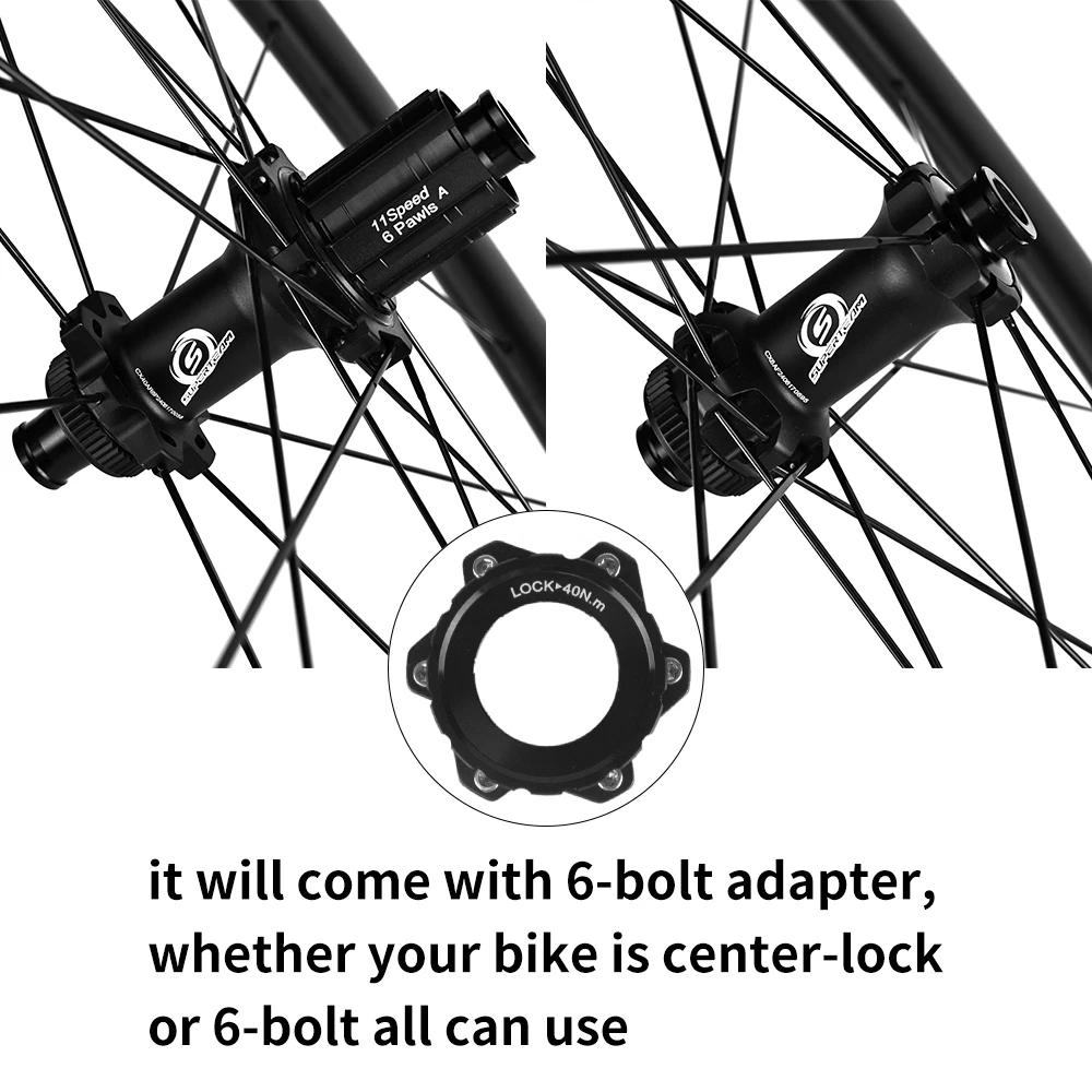 SUPERTEAM Tubeless/Clincher Disc Brake Carbon Wheelset UCI Quality Carbon Rim 700C Road Bike Wheels HG/XDR