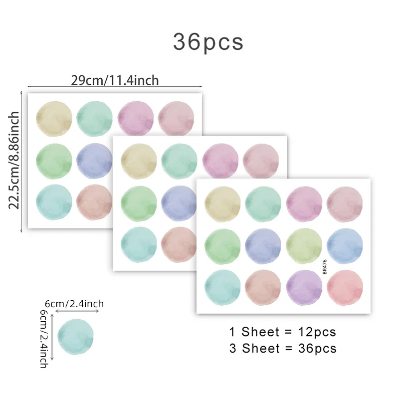 36pcs Watercolor Colorful Polka Dots Wall Stickers for Children Kids Room Decor Wall Decals Living Room Bedroom Home Decoration