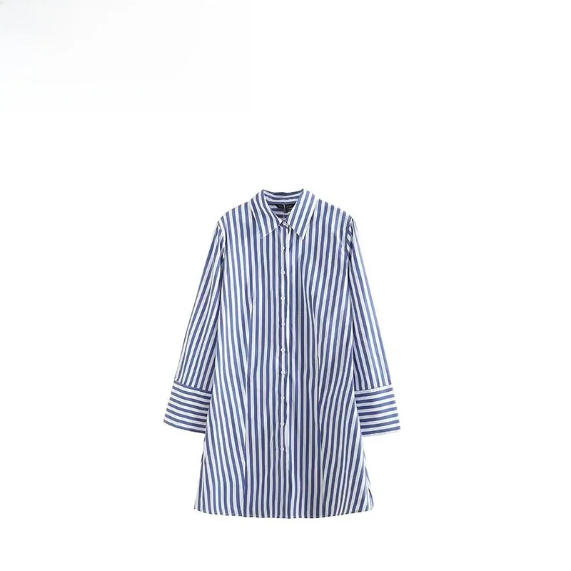 

JNLEAOG Women's Faion Design Sense irt Autumn New Sle Loose Fit Long Sve Collar Mid-Length Polyester Fiber