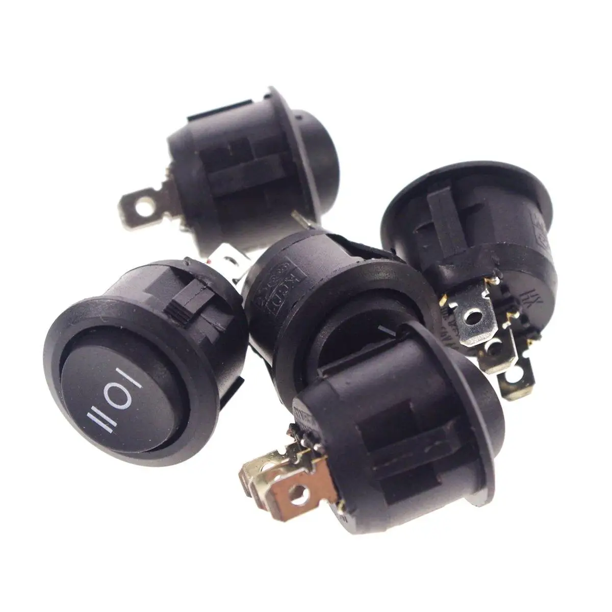 2pcs Black 3 Pins ON-OFF-ON 3 Positions SPST Round Rocker Boat Switch 10A/125V 6A/250VAC