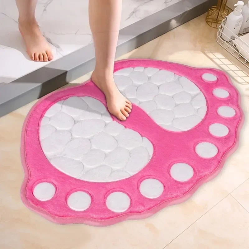 Foot Print Bath Mats Non Slip Memory Foam Bathroom Carpet Foot Shaped Rug for Toilet Floor Water Absorption Microfiber Door Mat