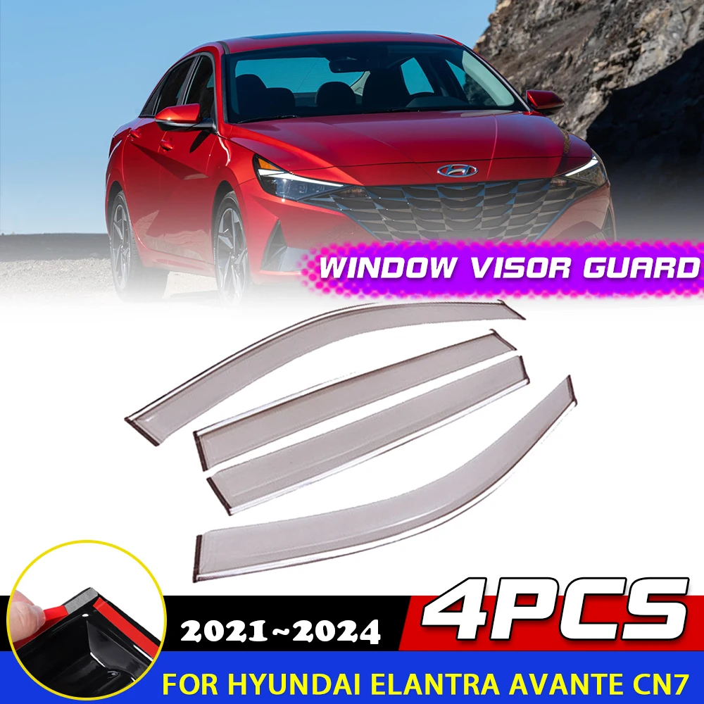 

Car Windows Visor for Hyundai Elantra Avante i30 CN7 2021~2024 Awnings Rain Eyebrow Guard Cover Deflector Sticker Accessorie