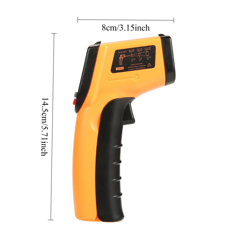 Infrarot-Thermometer mit LCD-Handgerät -50~600 ° C Digitales Laser-Temperaturmessgerät für Pistole, Pizza, Backofen, berührungsloses Thermometer