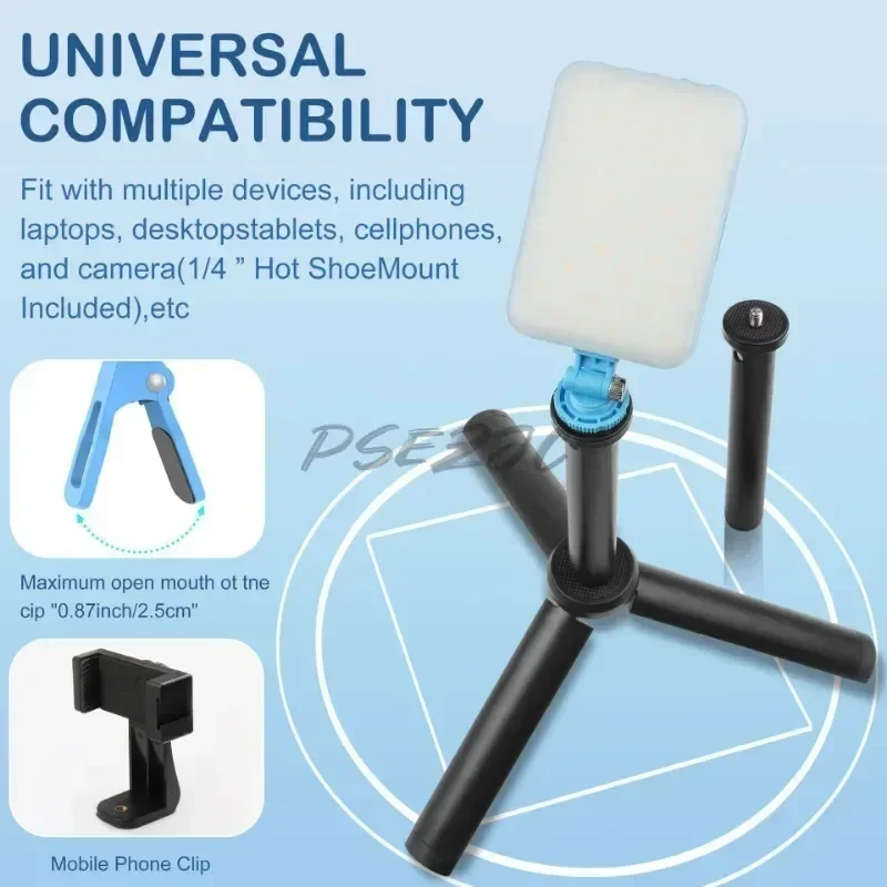 LED Selfie Triangle Stand Light Mobile Phone Fill Light 2500mAh Portable Clip on Light for Live Video Shootingble