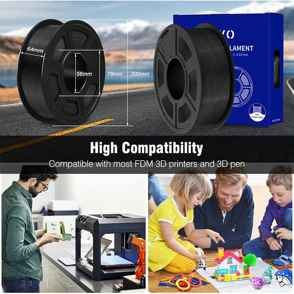 Filament JAYO ASA 1.75mm Filament do drukarek 3D ASA 5 rolek/zestaw Odporny na UV/długość/wysoką temperaturę Wytrzymały filament 3D 1KG do drukarek 3D FDM — zdjęcie produktu 5