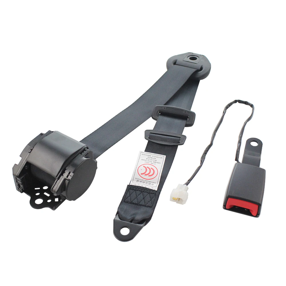 High Quality Seat Belts 3 Point Universal Safety Belt With Curved Rigid Buckle With Warning Cable Car Belt Accessories