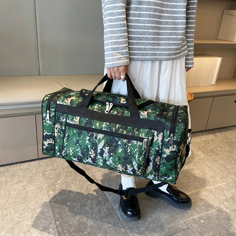 Large Capacity Camouflage Duffle Bag Travel Clothes Storage Bags Zipper Oxford Weekend Bag Thin Portable Moving Luggage Hand Bag