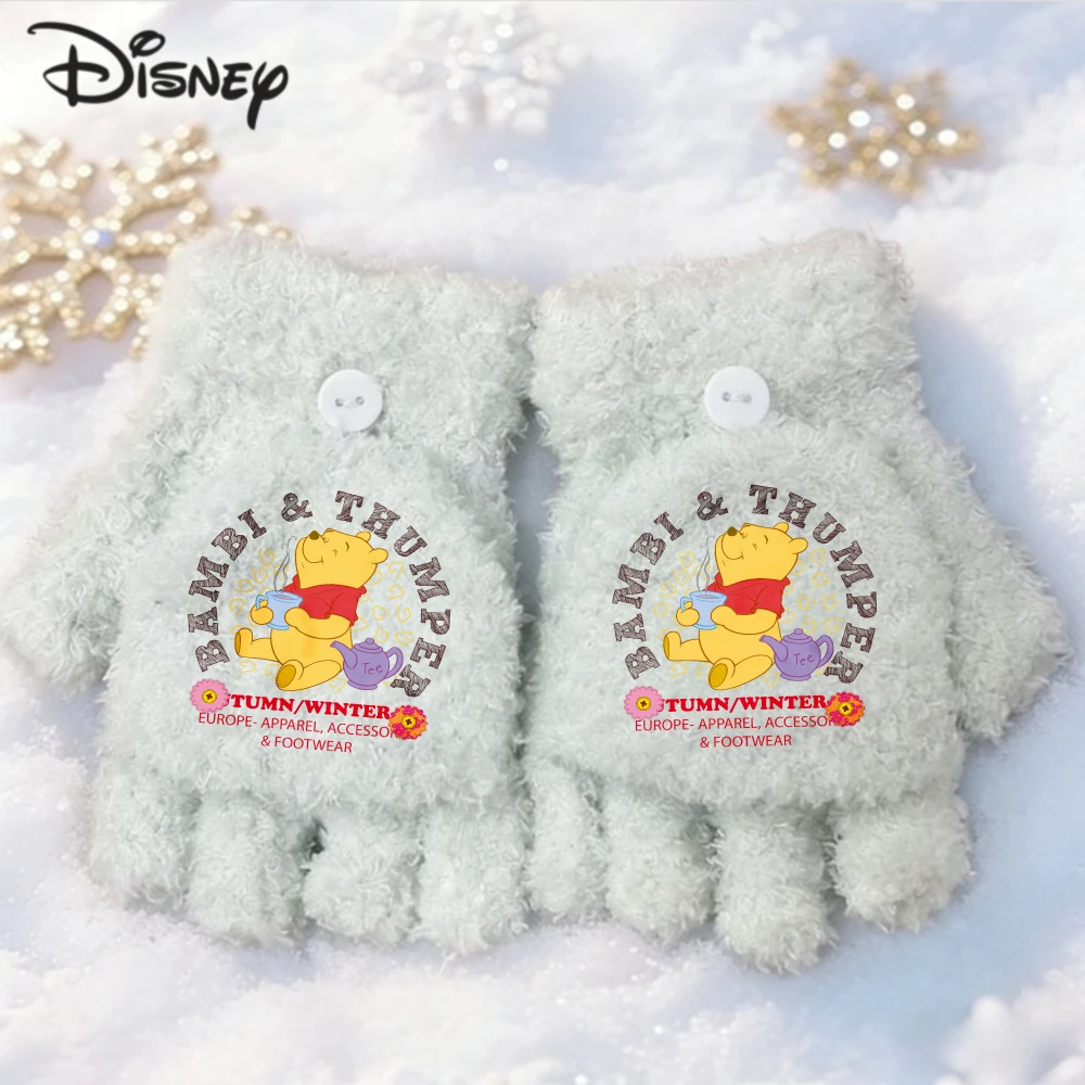 ديزني ويني بوه طباعة قفازات للأطفال الشتاء الدافئة اكسسوارات ويني بوه القفازات أصابع قفازات العمل ملابس رياضية الهدايا #2