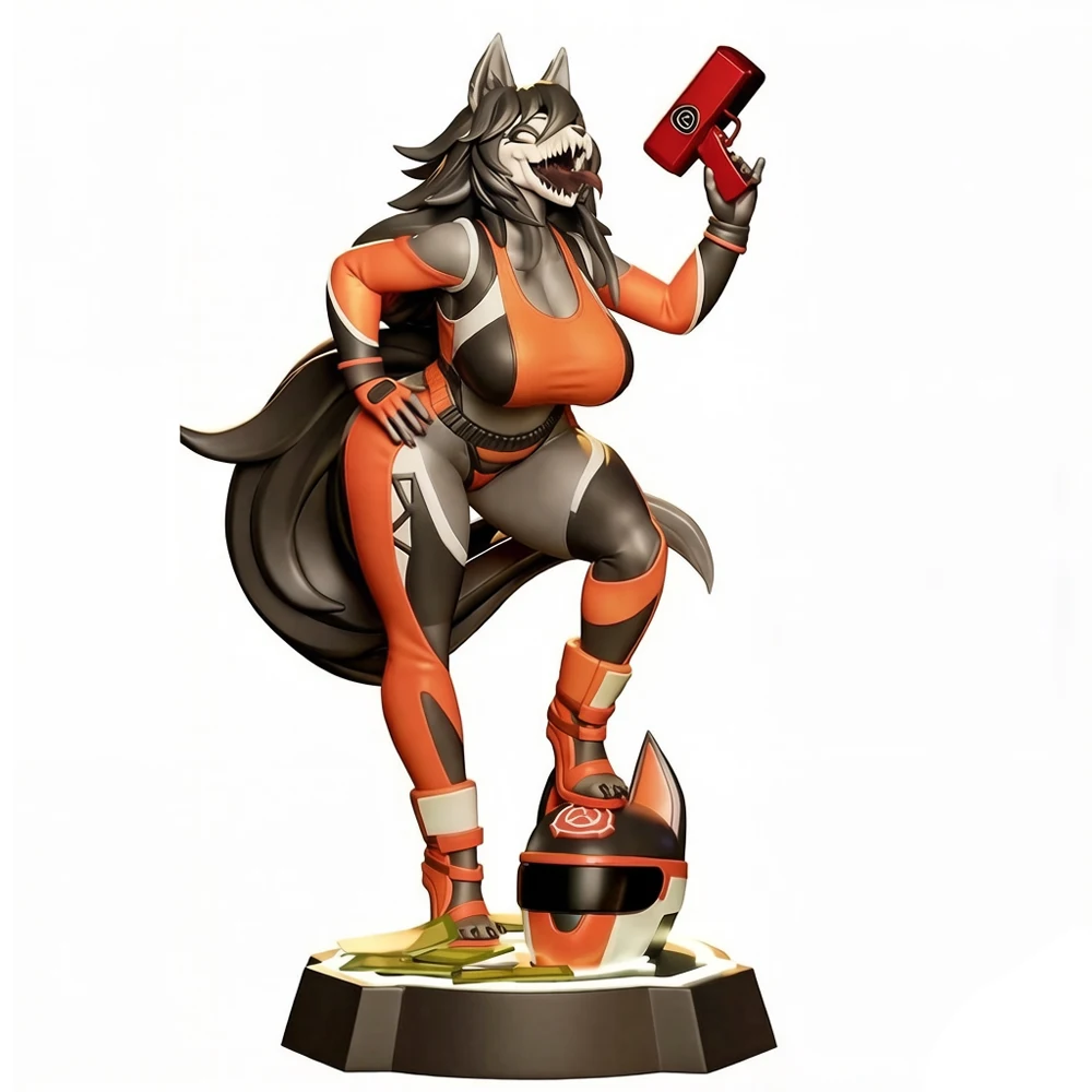 

1/24 NSFW MAL0 Wolf Girl Figure Cash Gun FUTA 3D Printed Gray Resin Statue Toy Miniature Model DIY Unpainted Unassembled