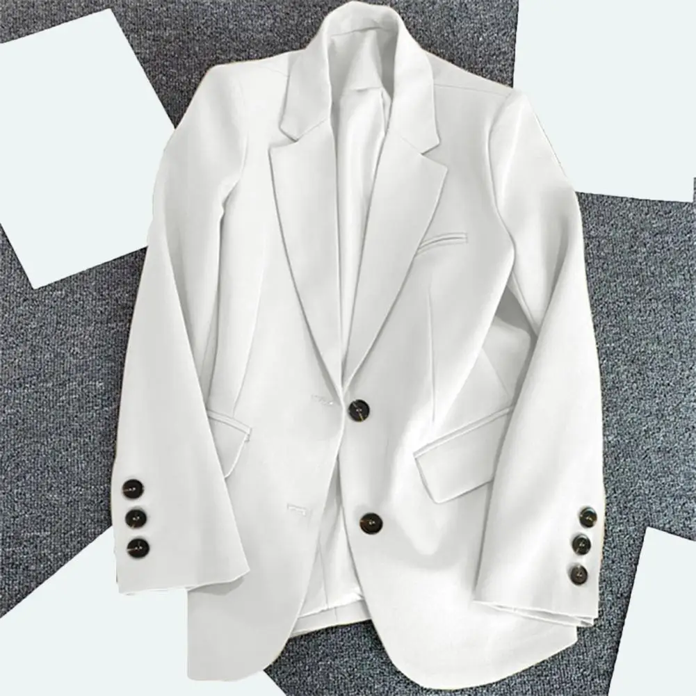 Blazer décontracté imbibé pour femme, manteau à revers, veste à manches longues, poches à rabat, simple boutonnage, solide, vêtements de travail, vêtements d'extérieur, document