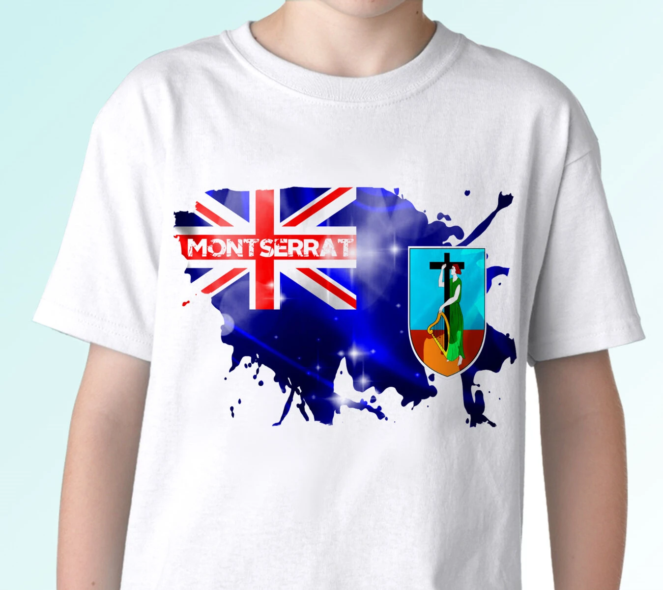 Montserrat Flag - White T Shirt Top Country Design - Mens Breathable Top, Loose Casual Mens T-shirt S-3XL