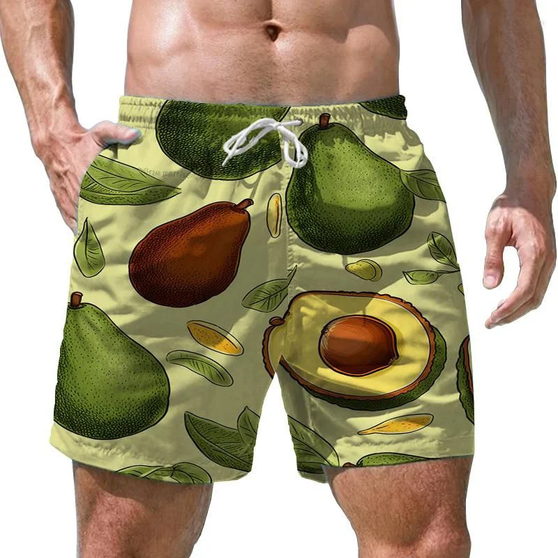 Cartoon 3D Printed Avocado Beach Shorts For Men Kids Loose Casual Short Pants Summer Holiday Quick Dry Surfing Board Shorts