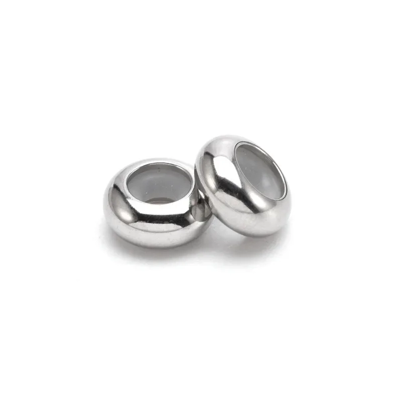 10pcs/lot Stainless Steel Stopper Clip Beads Charms with Rubber Inside Fit Bracelet Bangle DIY Glass Beads for Jewelry Making image 3
