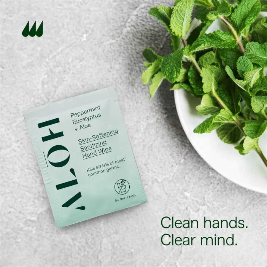 ALH Salviette disinfettanti per le mani ammorbidente per la pelle Eucalipto alla menta piperita + e 4 scatole da 20 salviette confezionate singolarmente (80 salviette)